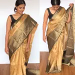 Gold Kora Silk Saree with Gold Zari Weaves - Image 5