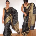 Black Banarasi Silk Saree with Antique Gold Zari Weaves - Image 2