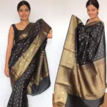 Black Banarasi Silk Saree with Antique Gold Zari Weaves - Image 3