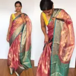 Pink Tissue Silk Saree with Gold zari weaves - Image 4