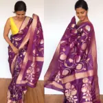 Purple Banarasi Silk Saree with Gold Zari Weaves - Image 4