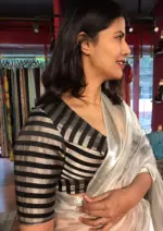 Handwoven Black Tissue Silk Blouse - Image 5