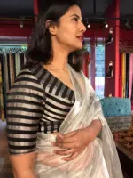 Handwoven Black Tissue Silk Blouse - Image 3