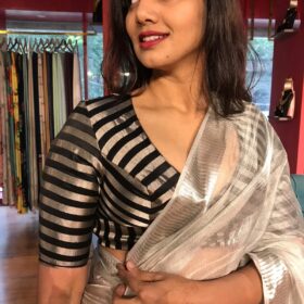 Handwoven Black Tissue Silk Blouse