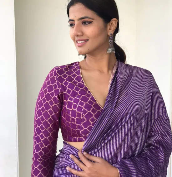 Purple Banarasi Silk Blouse