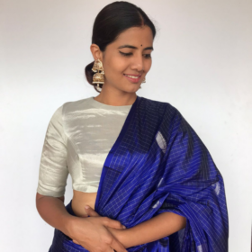 Handwoven Silver Pure Tissue Silk Blouse