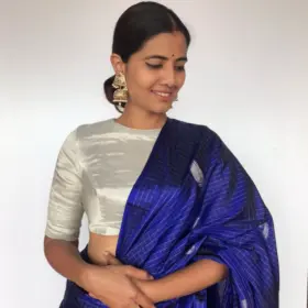 Handwoven Silver Pure Tissue Silk Blouse