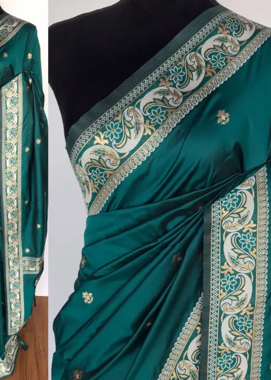 Emerald Green Banarasi Silk Saree with Gold Zari Weaves