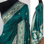Emerald Green Banarasi Silk Saree with Gold Zari Weaves - Image 2