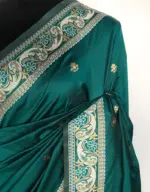 Emerald Green Banarasi Silk Saree with Gold Zari Weaves - Image 5