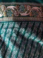 Emerald Green Banarasi Silk Saree with Gold Zari Weaves - Image 7