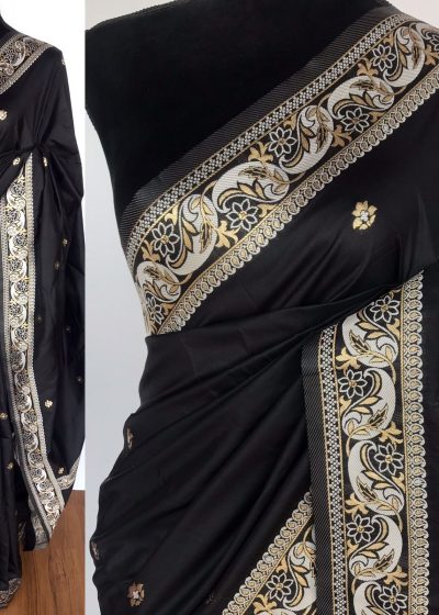 Black Banarasi Saree with Golden Zari Weaves