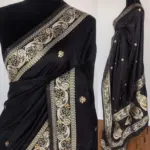 Black Banarasi Saree with Golden Zari Weaves - Image 2