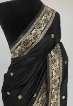 Black Banarasi Saree with Golden Zari Weaves - Image 4