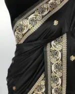 Black Banarasi Saree with Golden Zari Weaves - Image 3
