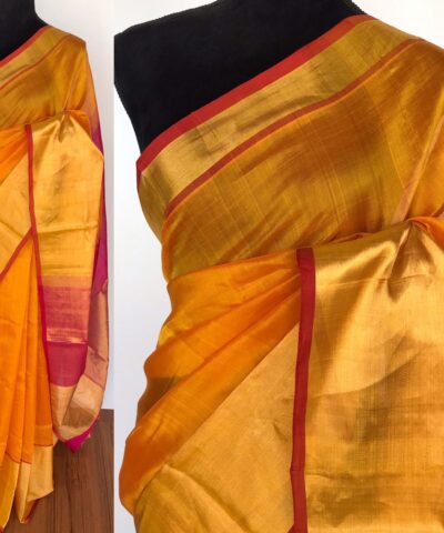 Yellow Mangalagiri Silk Saree