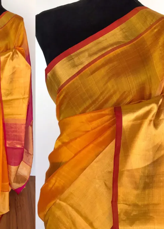 Yellow Mangalagiri Silk Saree