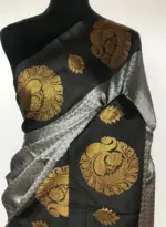 Grey Kora Muslin Silk Saree - Image 3