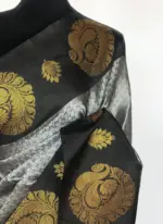Grey Kora Muslin Silk Saree - Image 4