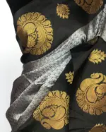 Grey Kora Muslin Silk Saree - Image 5