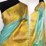 Mint Kora Muslin Silk Saree - Image 2