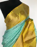 Mint Kora Muslin Silk Saree - Image 6