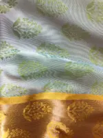 Mint Kora Muslin Silk Saree - Image 8
