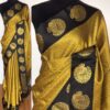 Mustard Kora Muslin Saree