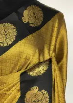 Mustard Kora Muslin Silk Saree - Image 5
