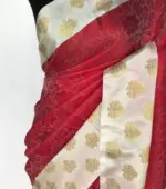 Red Kora Muslin Silk Saree - Image 6