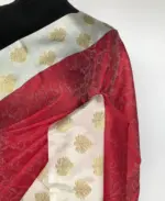 Red Kora Muslin Silk Saree - Image 5