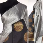 Grey Kora Muslin Silk Saree - Image 2