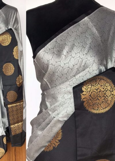 Grey Kora Muslin Silk Saree
