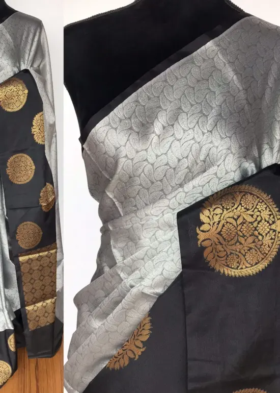 Grey Kora Muslin Silk Saree