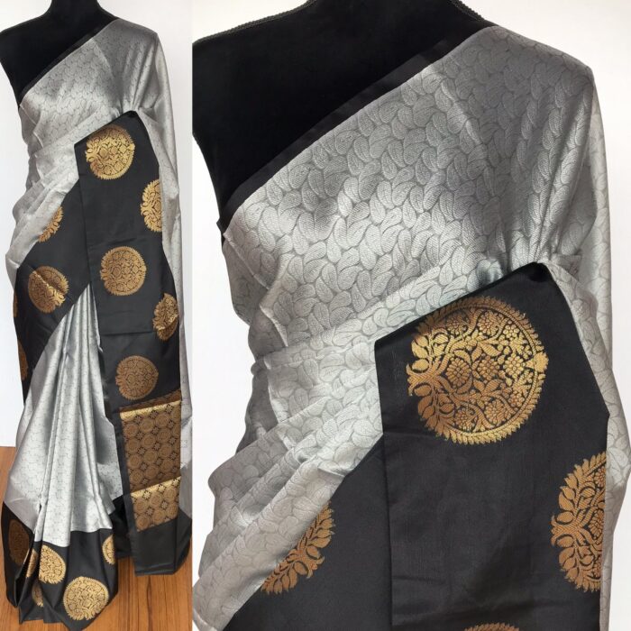 Grey Kora Muslin Silk Saree