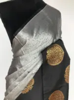 Grey Kora Muslin Silk Saree - Image 3