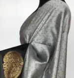 Grey Kora Muslin Silk Saree - Image 7