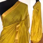 Green Mangalagiri Silk Saree with Gold Zari Checks - Image 2