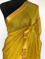 Green Mangalagiri Silk Saree with Gold Zari Checks - Image 4
