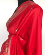 Red Banarasi Silk Saree with Gold Zari Weaves - Image 7