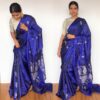 Latest Pure Royal Blue Kanjivaram Silk Saree with Silver Zari Weaves