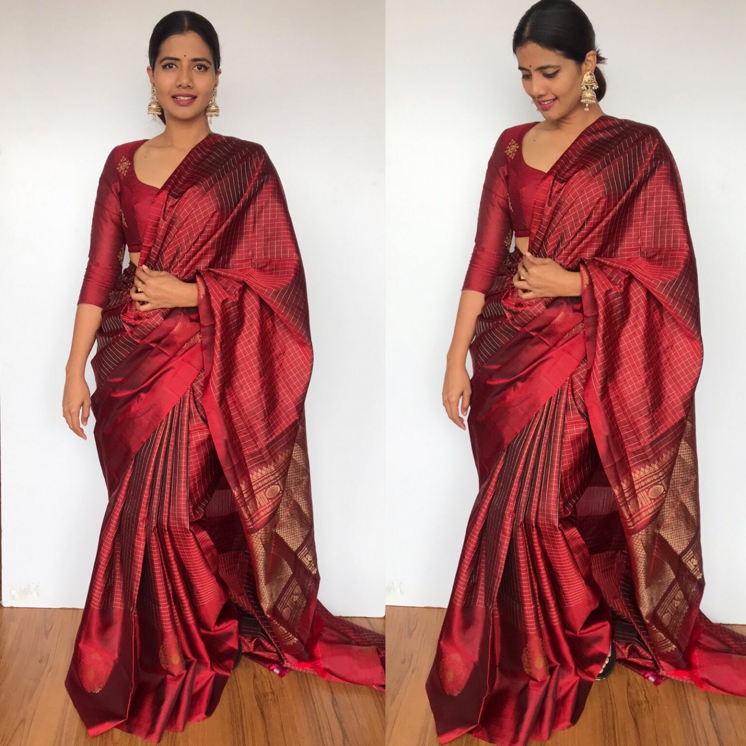 ROSEWOOD RADIANCE - Pure Kanjivaram Silk Saree with Gold Zari