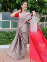 Mauve Chinnalapattu Saree adorned with handwoven motifs