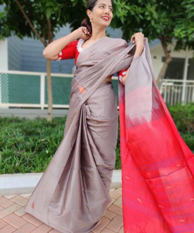 Mauve Chinnalapattu Saree adorned with handwoven motifs