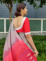Mauve Chinnalapattu Saree adorned with handwoven motifs - Image 2