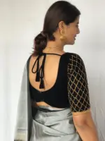 Black Velvet Hand Embroidered Blouse - Image 2