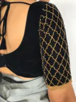 Black Velvet Hand Embroidered Blouse - Image 5