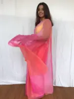 Multi Color Chiffon Saree with Badla work - Image 5