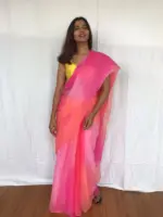 Multi Color Chiffon Saree with Badla work - Image 3