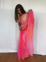 Multi Color Chiffon Saree with Badla work